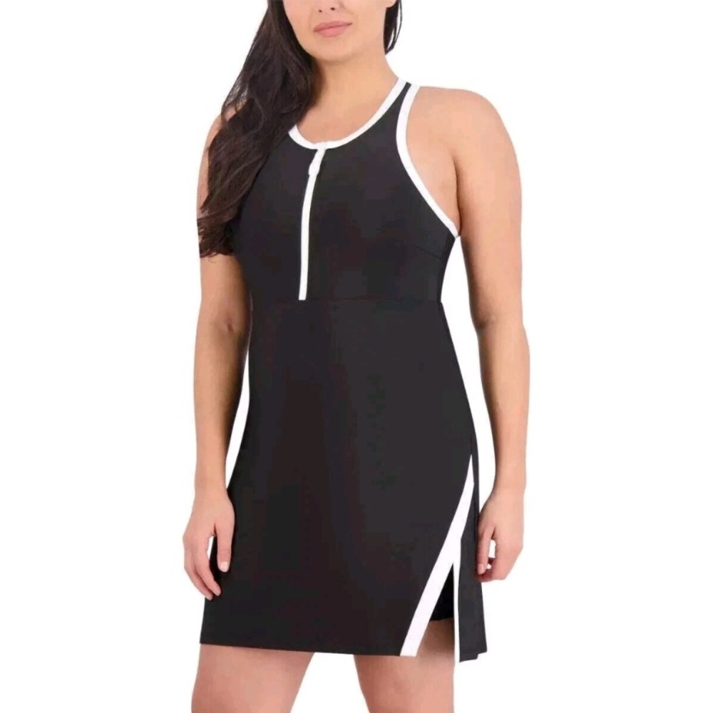 Sage Collective Athletic Dress Racerback Zip Front Black Size S NWT‎ $68